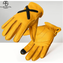 guantes de motocicleta de cuero genuino Vintage a prueba de golpes